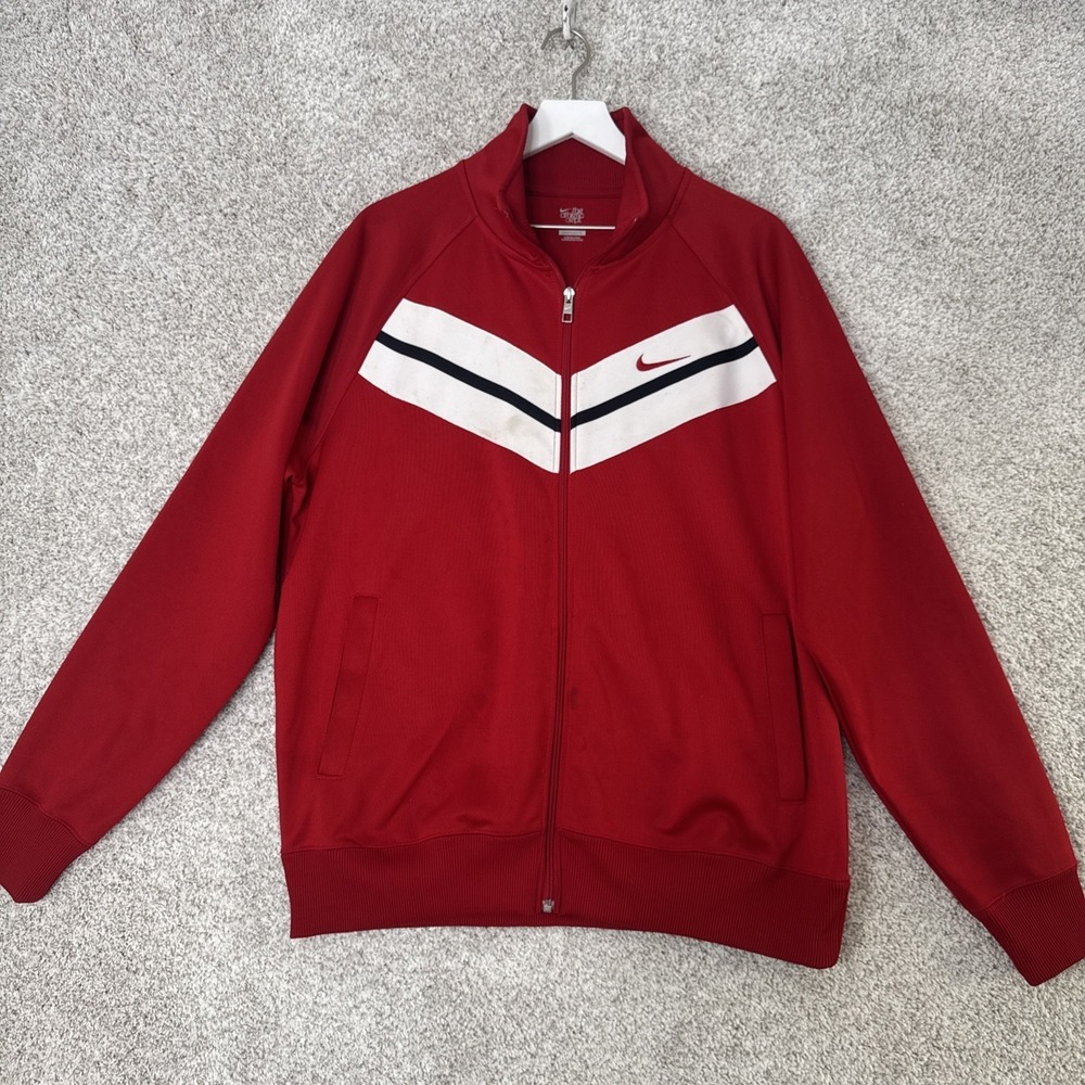 Nike Athletic Dept. Track Jacket Full Zip Red White Black Logo Mens XL